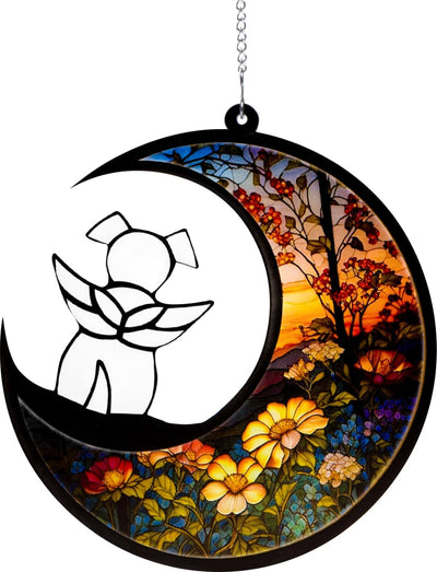 Personalized Pet Memorial Suncatcher with Custom Name and Date - Rainbow Bridge Sympathy Gift