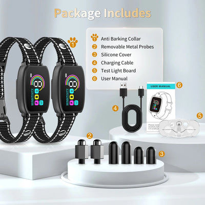 Anti-Bark Collar 2-Pack | 3 Modes, 8 Levels | All Dog Sizes