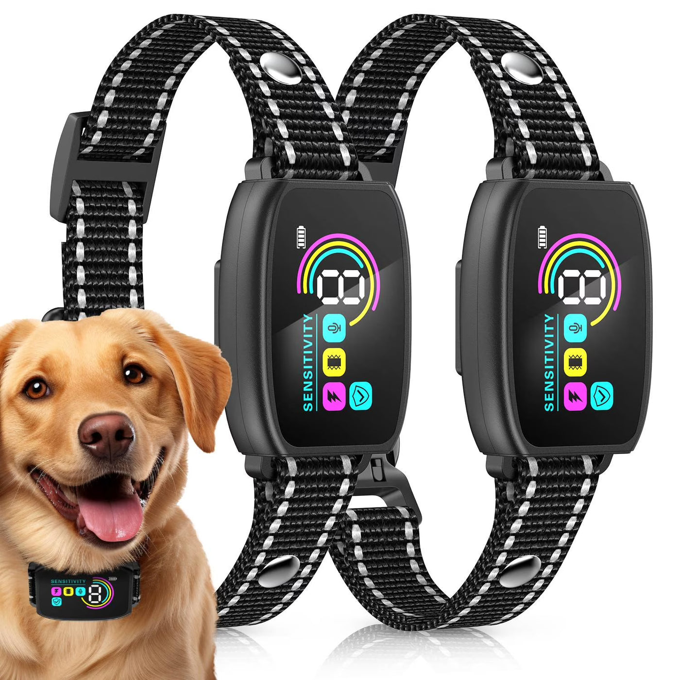Anti-Bark Collar 2-Pack | 3 Modes, 8 Levels | All Dog Sizes