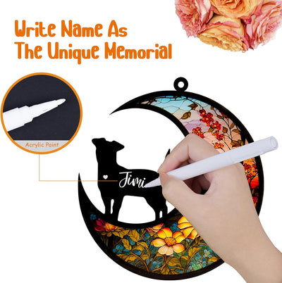 Personalized Pet Memorial Suncatcher with Custom Name and Date - Rainbow Bridge Sympathy Gift