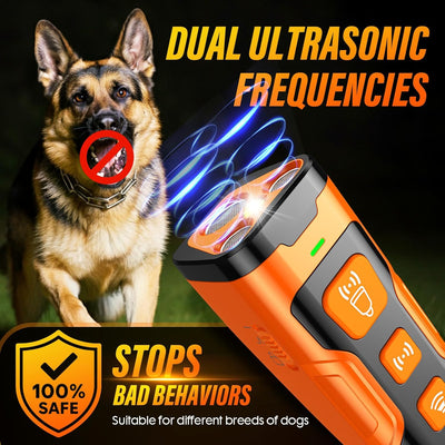 Rechargeable Ultrasonic Dog Training & Deterrent Device with LED Flashlight