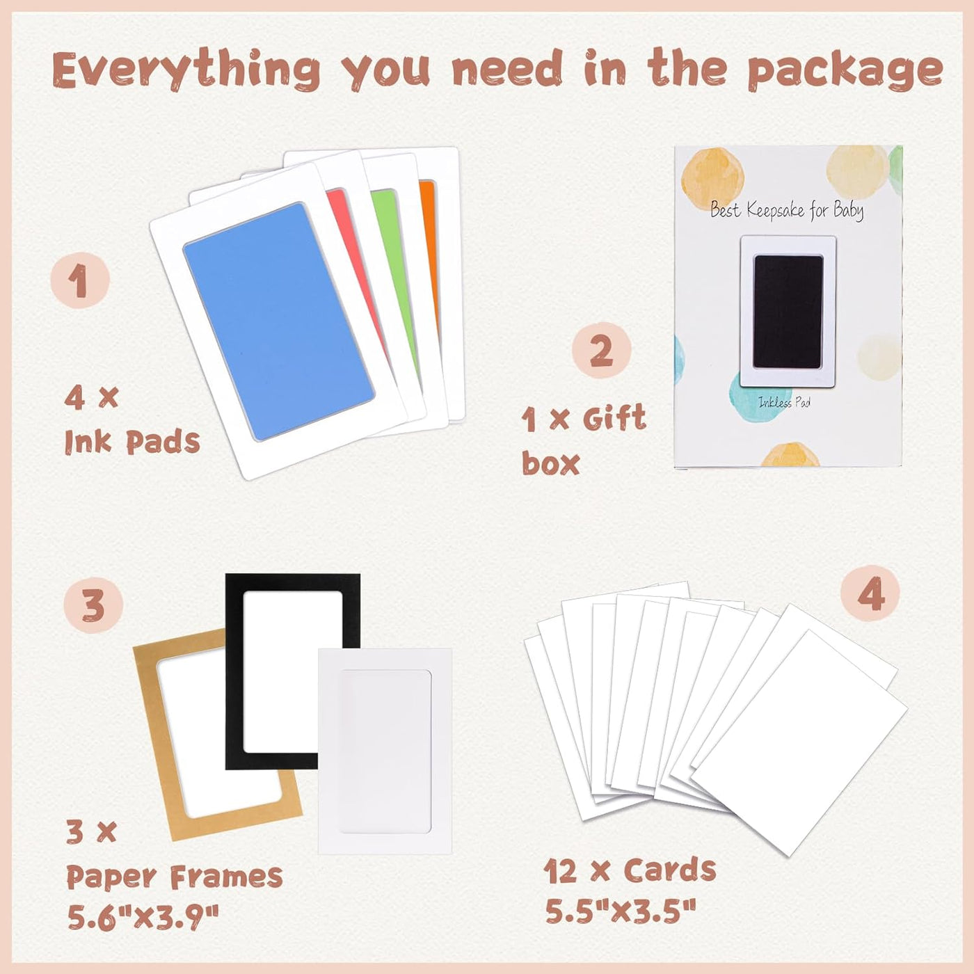 Inkless Baby Handprint & Footprint Kit - 4 Pack Clean Touch