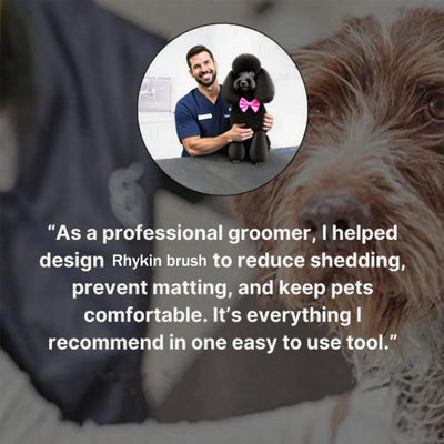 Brush for Pets, Rhykin Dog Deshedding Brush, 2025 New Dog Shedding & Grooming Supplies for Cats, Dogs, Rabbits, Horses, V Tooth Hair Removal Tool for Matted & Loose Hair (Black)