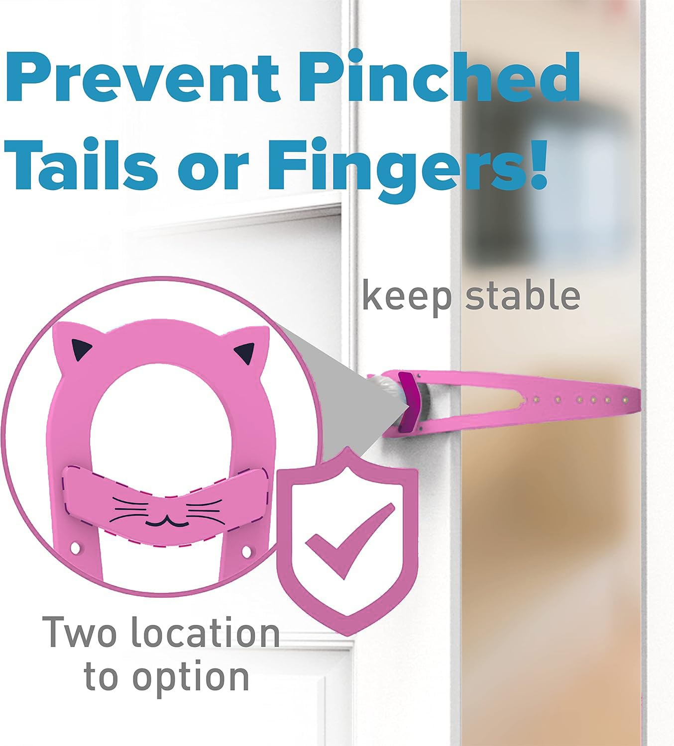 Cat Door Latch with Stabilizer (2 Pack) - 7 Adjustable Sizes Keep Dogs Out of Litter Box