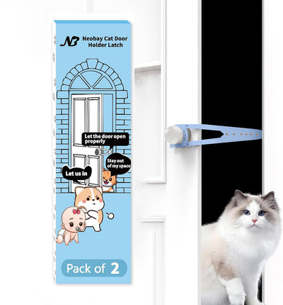 Cat Door Latch with Stabilizer (2 Pack) - 7 Adjustable Sizes Keep Dogs Out of Litter Box
