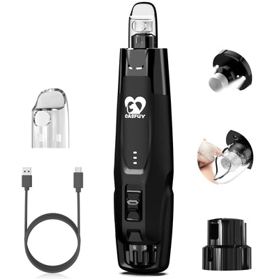 Casfuy New 6-Speed Dog Nail Grinder - 50% More Power Dog Nail Trimmers with 2 LED Lights Quiet 7h Running Time Electric Pet Nail Grinder File Toenail Grinder for Large Medium Small Dogs & Cats (OR)