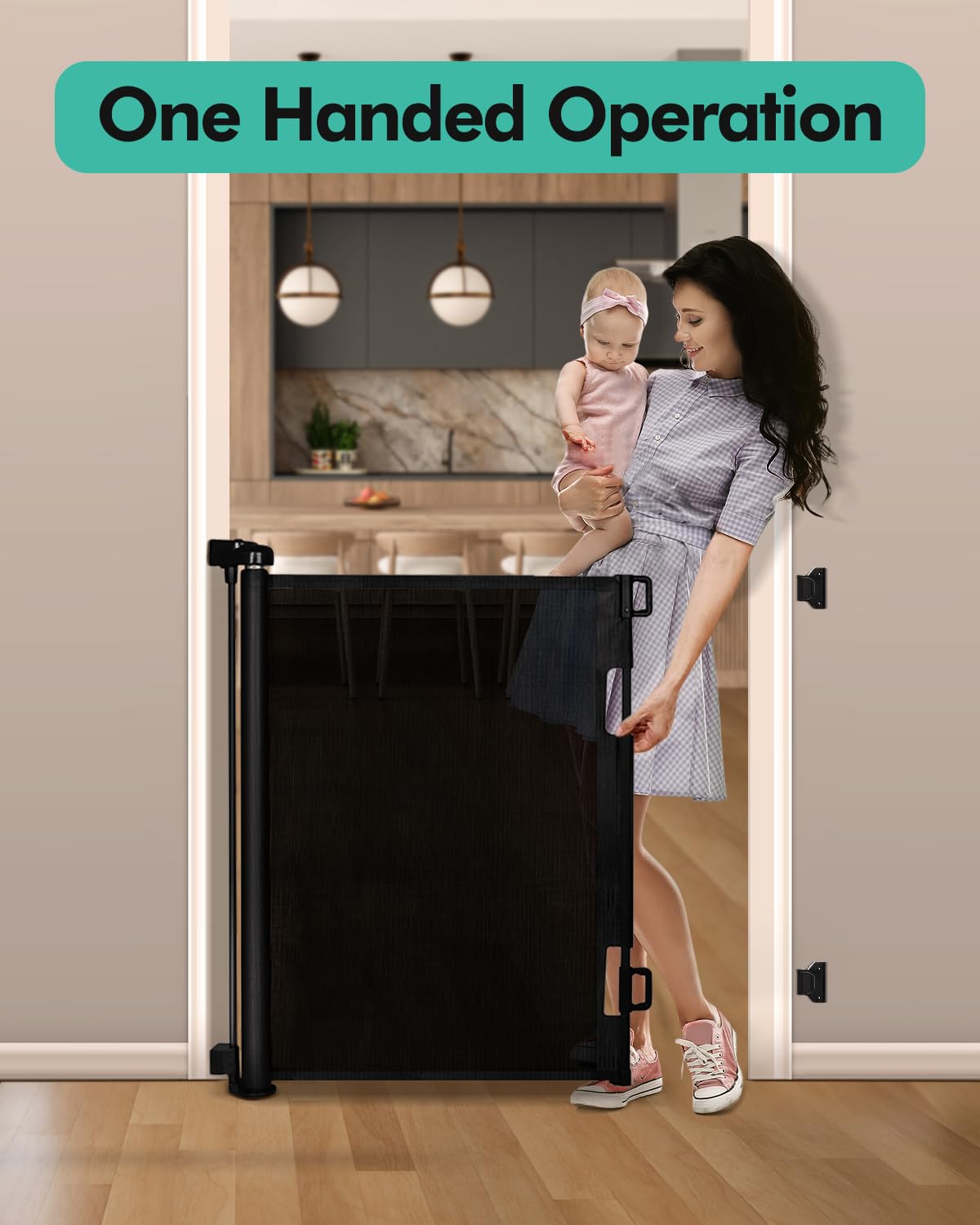 Retractable Baby Gate 33" Tall x 55" Wide - Mesh Safety Gate for Stairs & Doorways