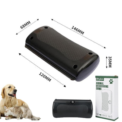 Brush for Pets, Rhykin Dog Deshedding Brush, 2025 New Dog Shedding & Grooming Supplies for Cats, Dogs, Rabbits, Horses, V Tooth Hair Removal Tool for Matted & Loose Hair (Black)