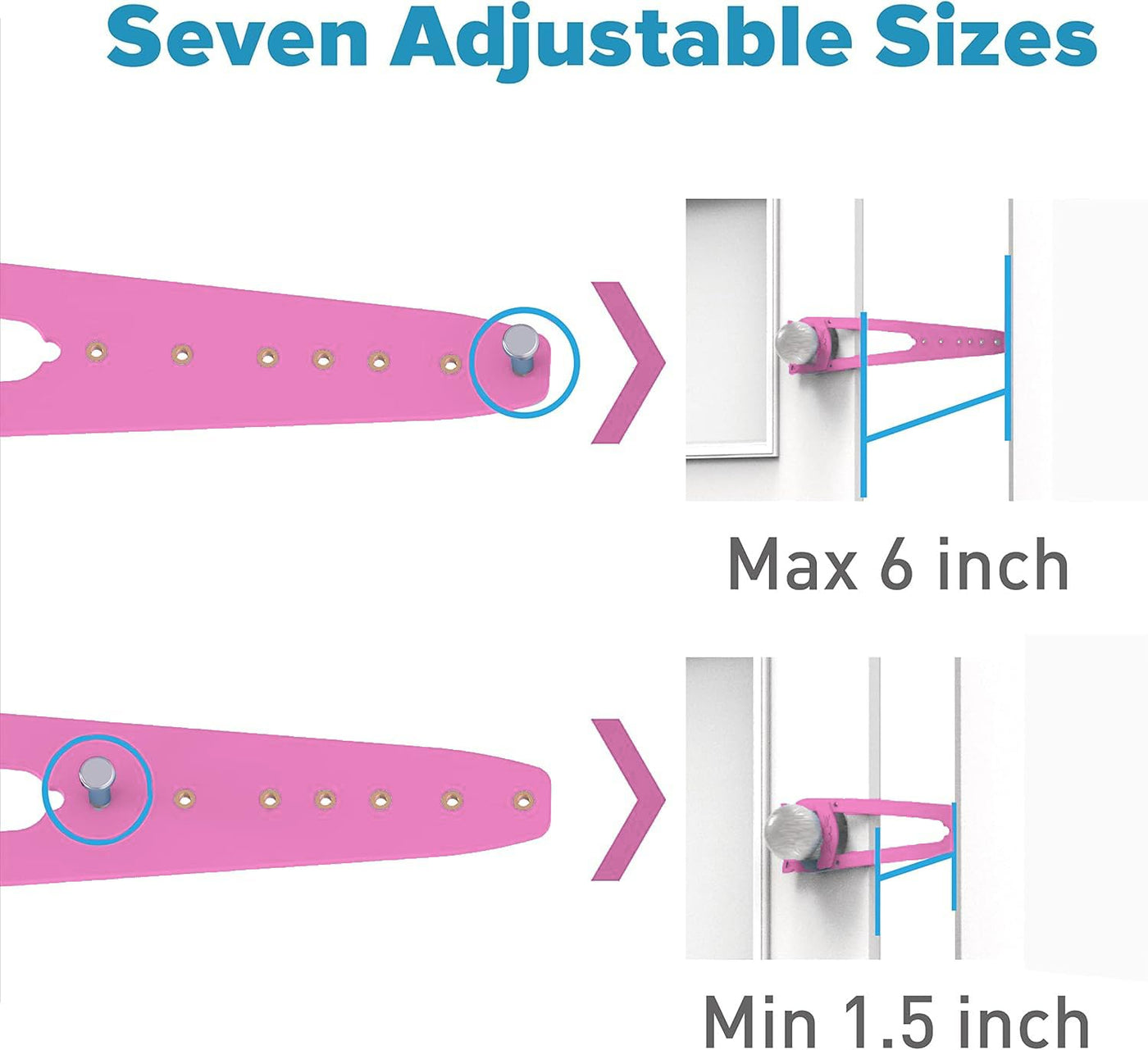 Cat Door Latch with Stabilizer (2 Pack) - 7 Adjustable Sizes Keep Dogs Out of Litter Box