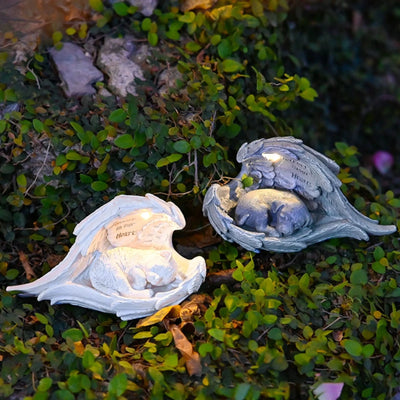 Cat Memorial Solar Light - Guardian Angel Garden Stone - Pet Loss Sympathy Gift