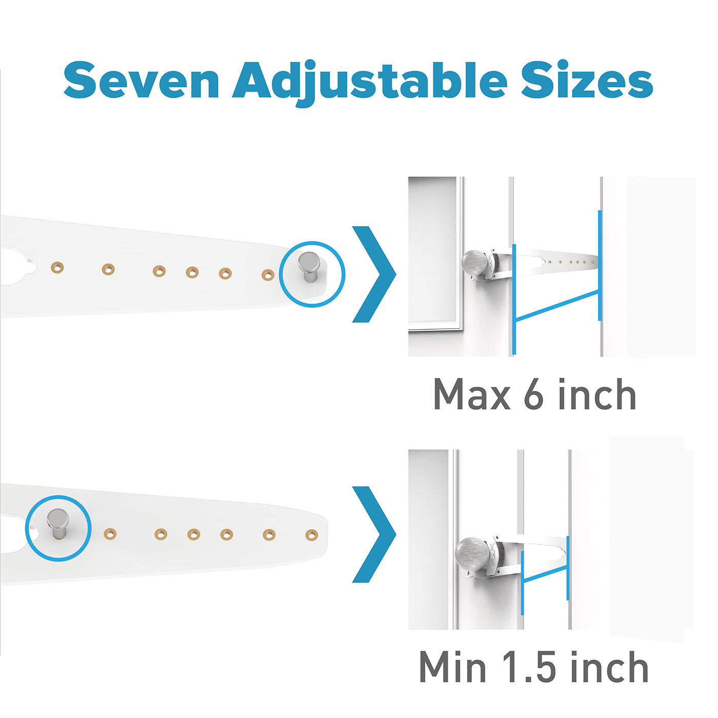 Cat Door Latch with Stabilizer (2 Pack) - 7 Adjustable Sizes Keep Dogs Out of Litter Box