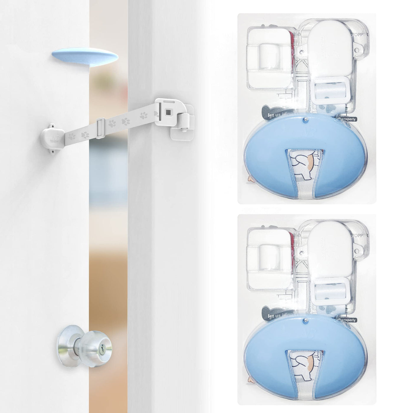 Adjustable Door Strap & Latch for Cats - Dog Proof Litter Box Door Holder Alternative to Pet Gate