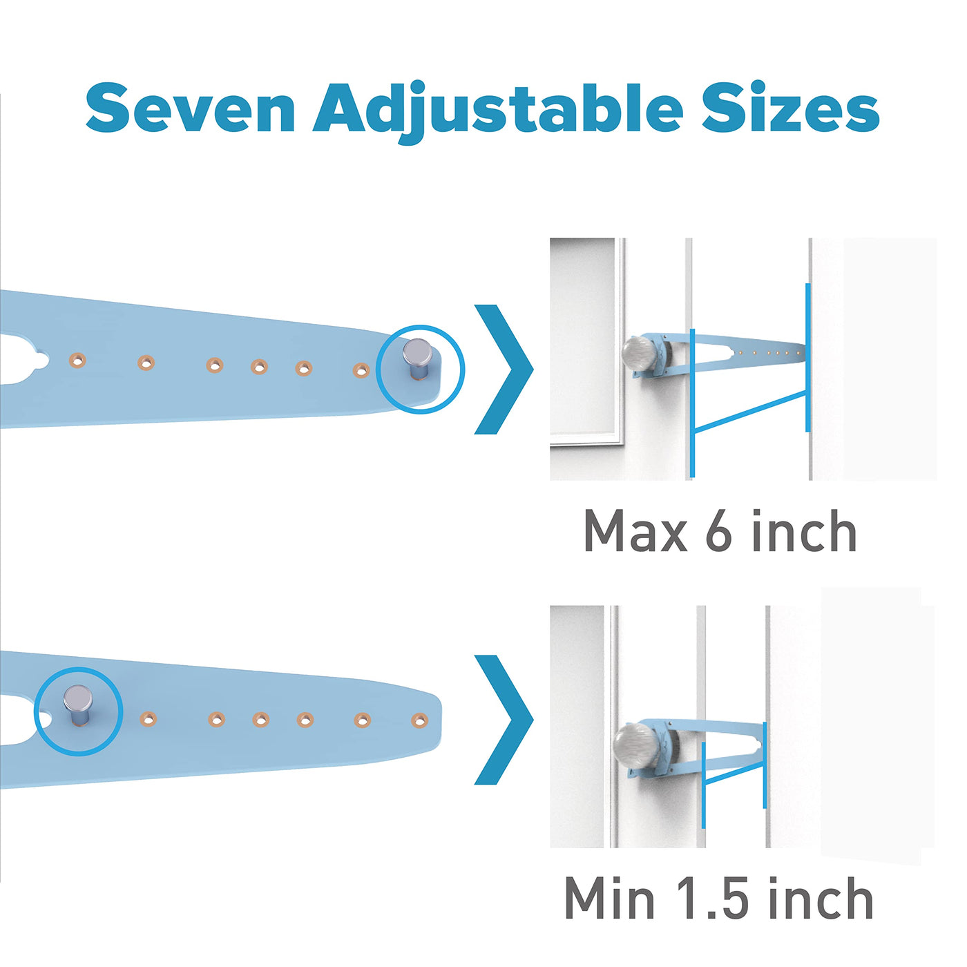 Cat Door Latch with Stabilizer (2 Pack) - 7 Adjustable Sizes Keep Dogs Out of Litter Box