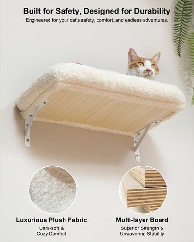 Cat Wall Shelves - 3-in-1 Wooden Wall Mounted Furniture Set with Scratching Post