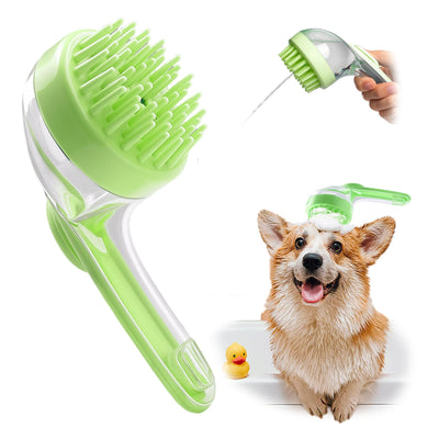 Dog Bath Brush, Silicone Pet Bath Brush with Soap Dispenser,Deep Cleansing & Gentle Massage for Dogs & Cats, Suitable for Long & Short Hair, Easy Grip, Bathing & Grooming(Blue)