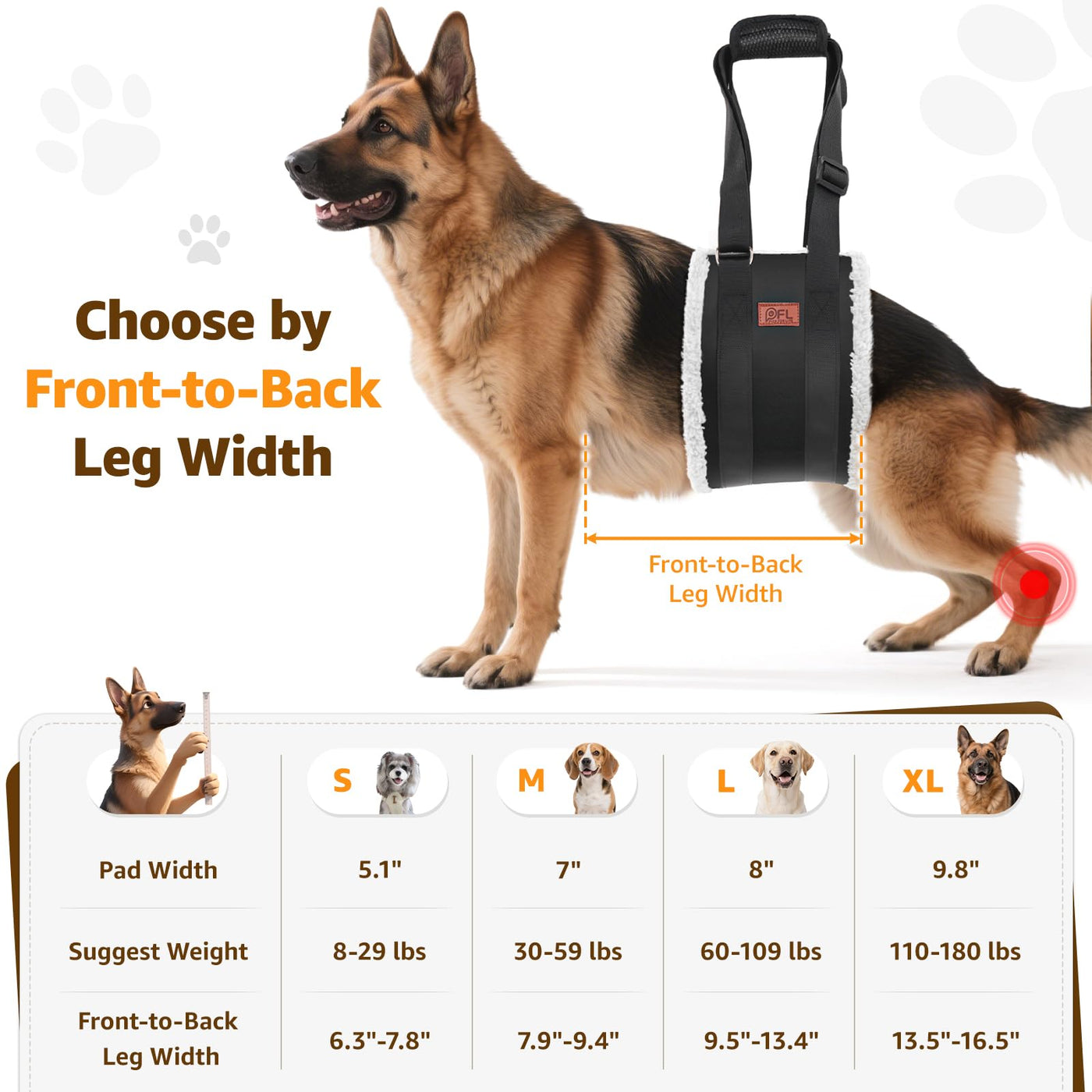 Dog Lift Harness for Hind Legs - Adjustable Support Sling for Large Dogs & Senior Pets