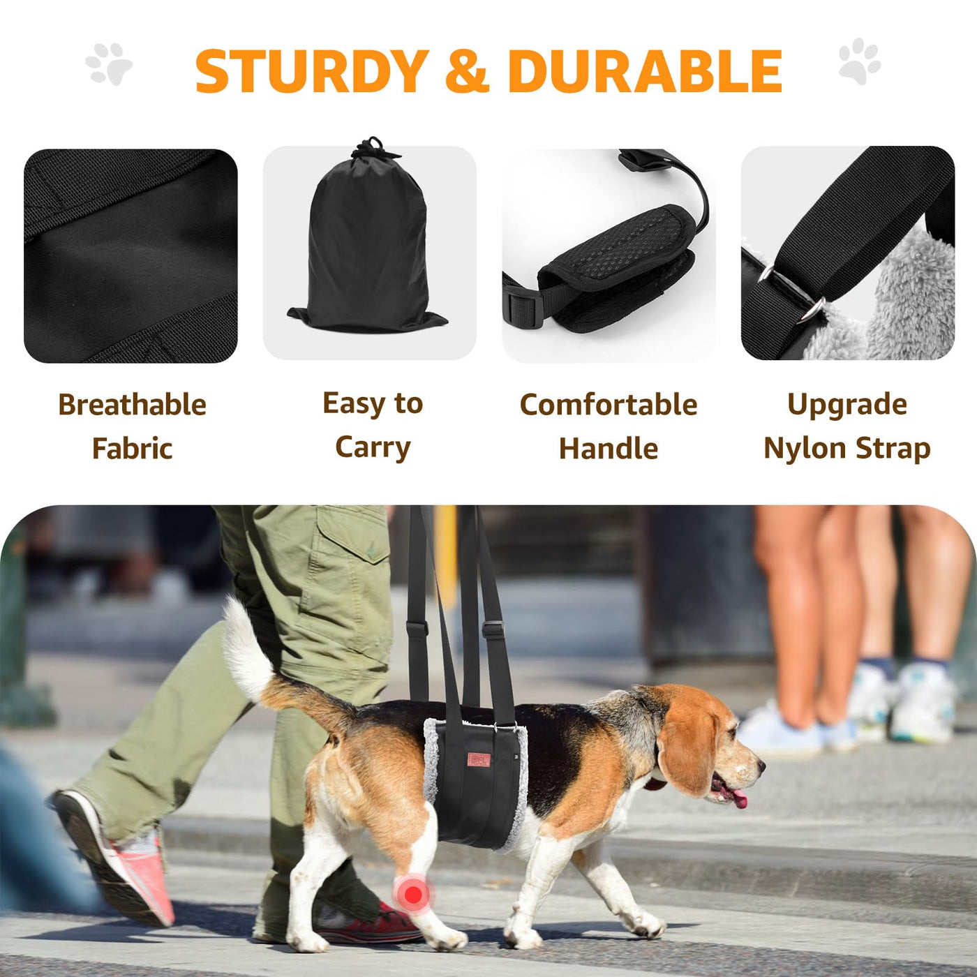 Dog Lift Harness for Hind Legs - Adjustable Support Sling for Large Dogs & Senior Pets