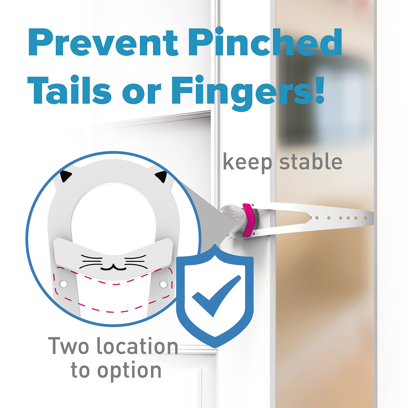 Cat Door Latch with Stabilizer (2 Pack) - 7 Adjustable Sizes Keep Dogs Out of Litter Box