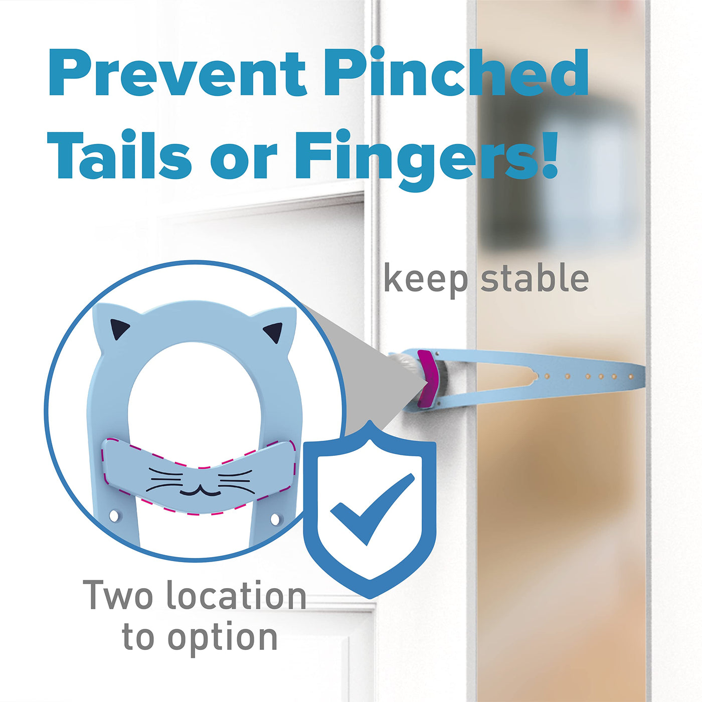 Cat Door Latch with Stabilizer (2 Pack) - 7 Adjustable Sizes Keep Dogs Out of Litter Box