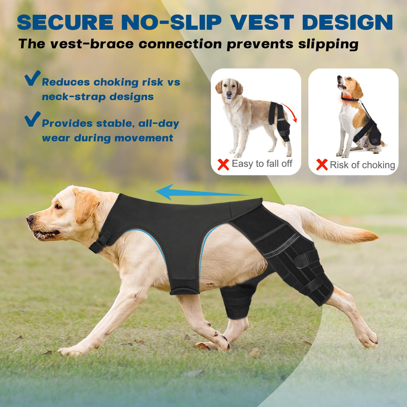 Dog Knee Brace with 4 Metal Stabilizers - Adjustable Hind Leg Support for ACL/CCL Injuries