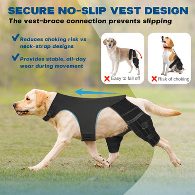 Dog Knee Brace with 4 Metal Stabilizers - Adjustable Hind Leg Support for ACL/CCL Injuries