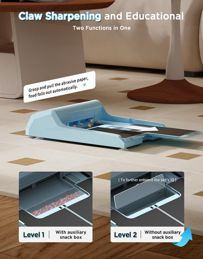 Dog Nail File Toy with 2 Dog Treat Puzzle, Interactive Dog Enrichment Toys for IQ Training, Dog Scratch Pad for Nails, Slow Feeder and 2 Level in 1 Dog Puzzle,Sandpaper Replaceable