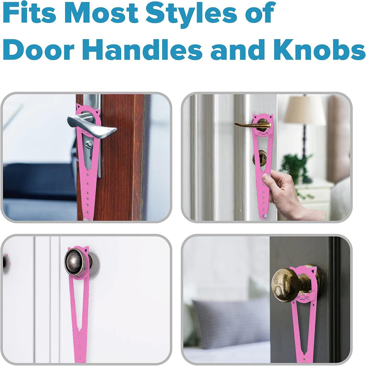 Cat Door Latch with Stabilizer (2 Pack) - 7 Adjustable Sizes Keep Dogs Out of Litter Box