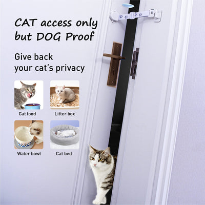 Adjustable Door Strap & Latch for Cats - Dog Proof Litter Box Door Holder Alternative to Pet Gate