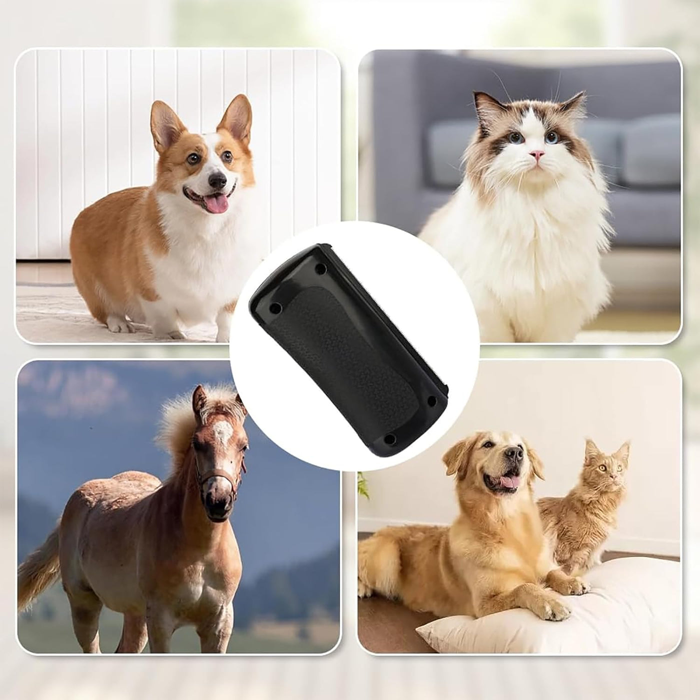 Brush for Pets, Rhykin Dog Deshedding Brush, 2025 New Dog Shedding & Grooming Supplies for Cats, Dogs, Rabbits, Horses, V Tooth Hair Removal Tool for Matted & Loose Hair (Black)