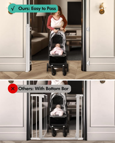 Retractable Baby Gate 33" Tall x 55" Wide - Mesh Safety Gate for Stairs & Doorways