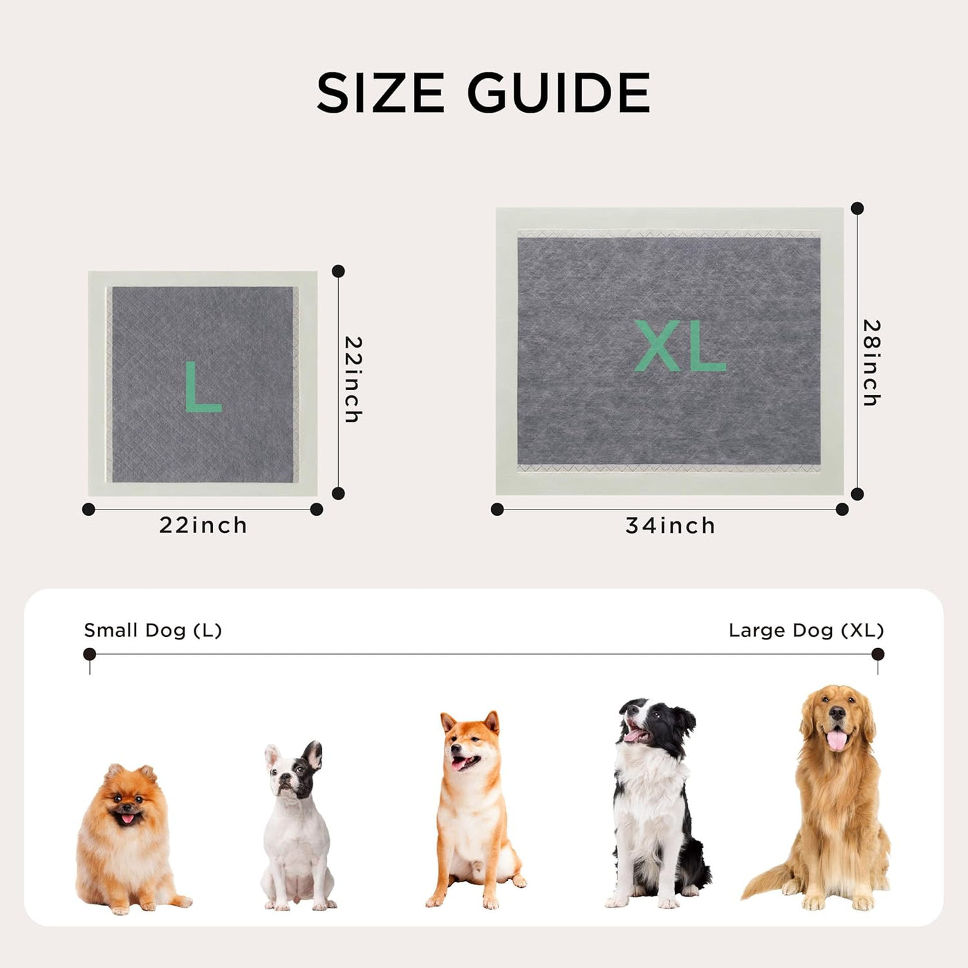 Bedsure Pee Pads for Extra Large Dogs, 28" x 34" Puppy Pee Pads 52 Count, Super Absorbent Dog Training Pads for Large Dogs, Quick Dry Pet Potty Pads with Odor-Control Carbon & Scent-Based Attractant