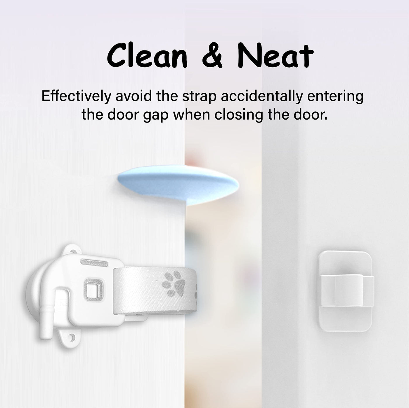 Adjustable Door Strap & Latch for Cats - Dog Proof Litter Box Door Holder Alternative to Pet Gate