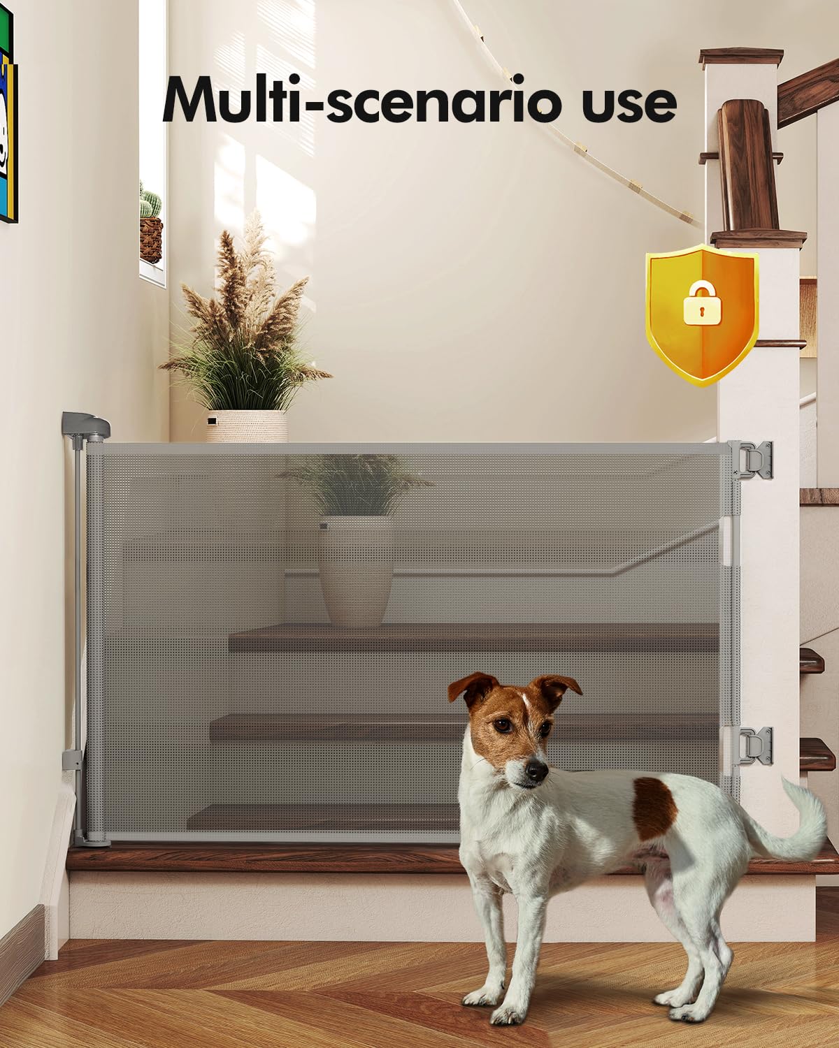 Retractable Baby Gate 33" Tall x 55" Wide - Mesh Safety Gate for Stairs & Doorways