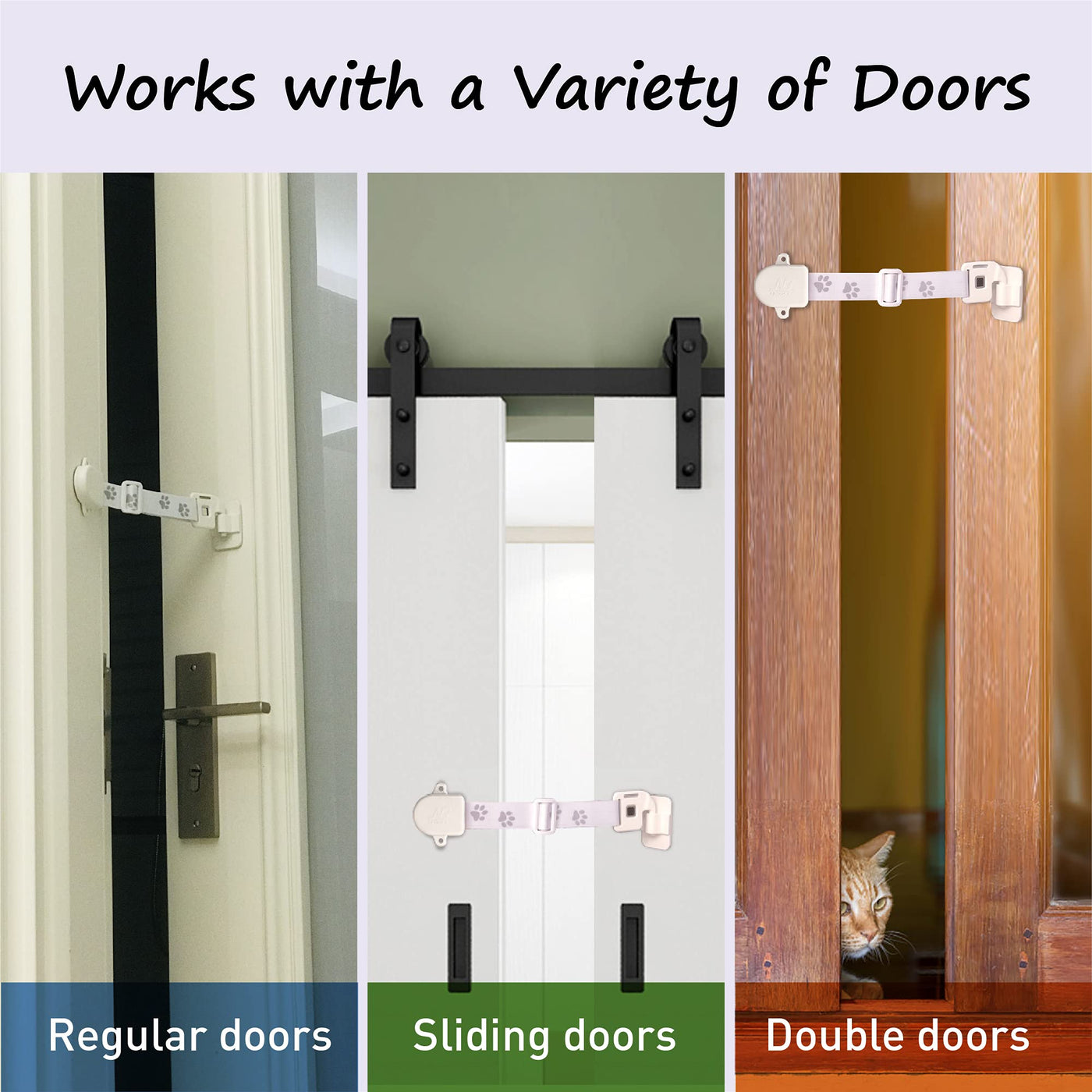 Adjustable Door Strap & Latch for Cats - Dog Proof Litter Box Door Holder Alternative to Pet Gate