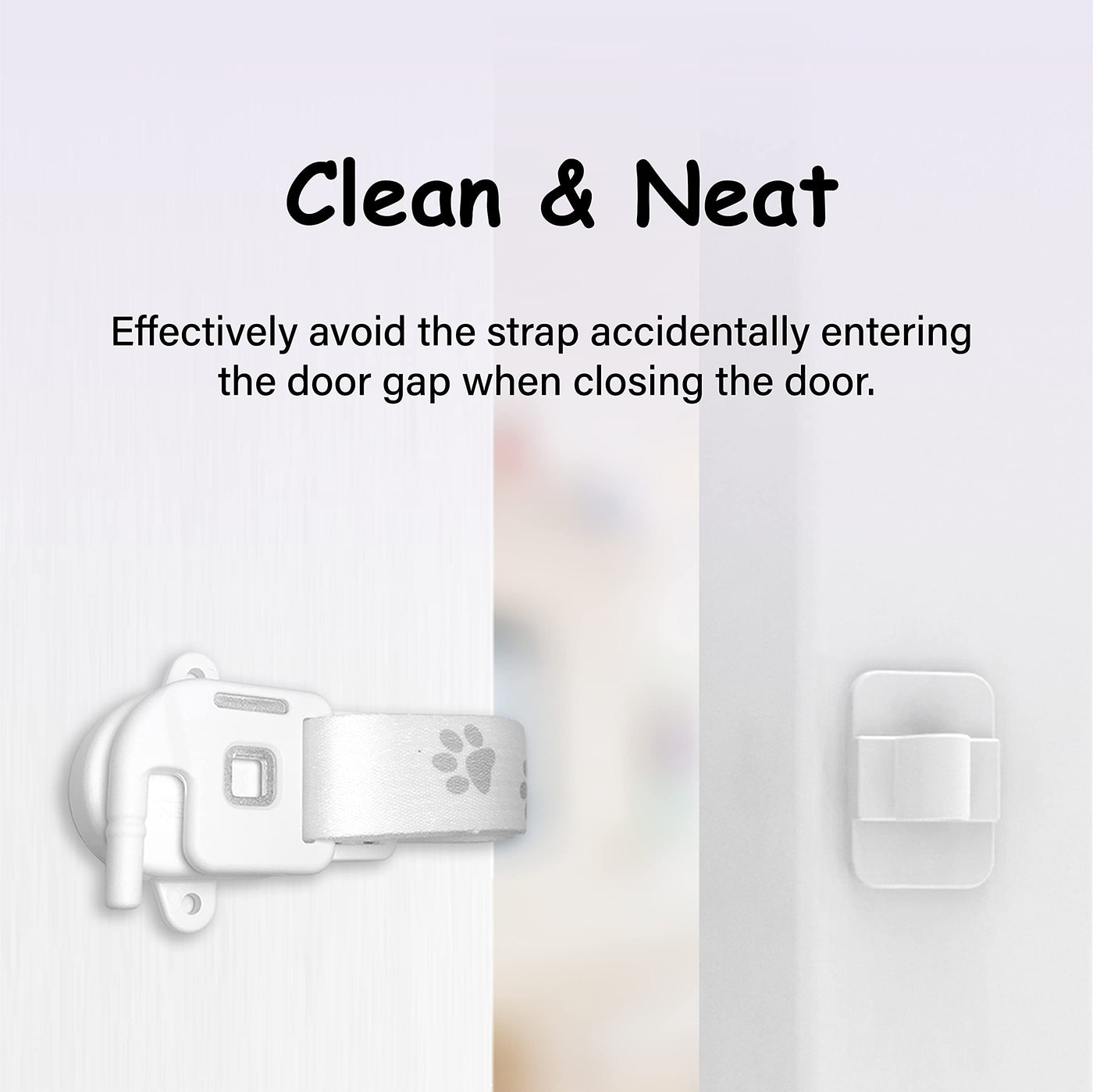 Adjustable Door Strap & Latch for Cats - Dog Proof Litter Box Door Holder Alternative to Pet Gate