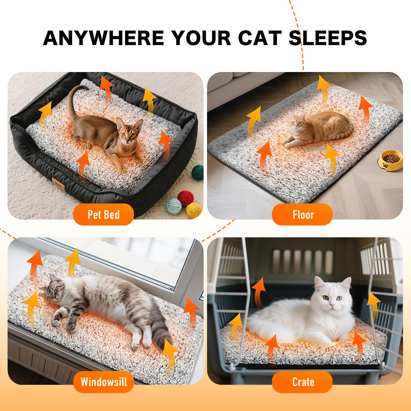 Self-Warming Cat Bed with Removable Washable Cover