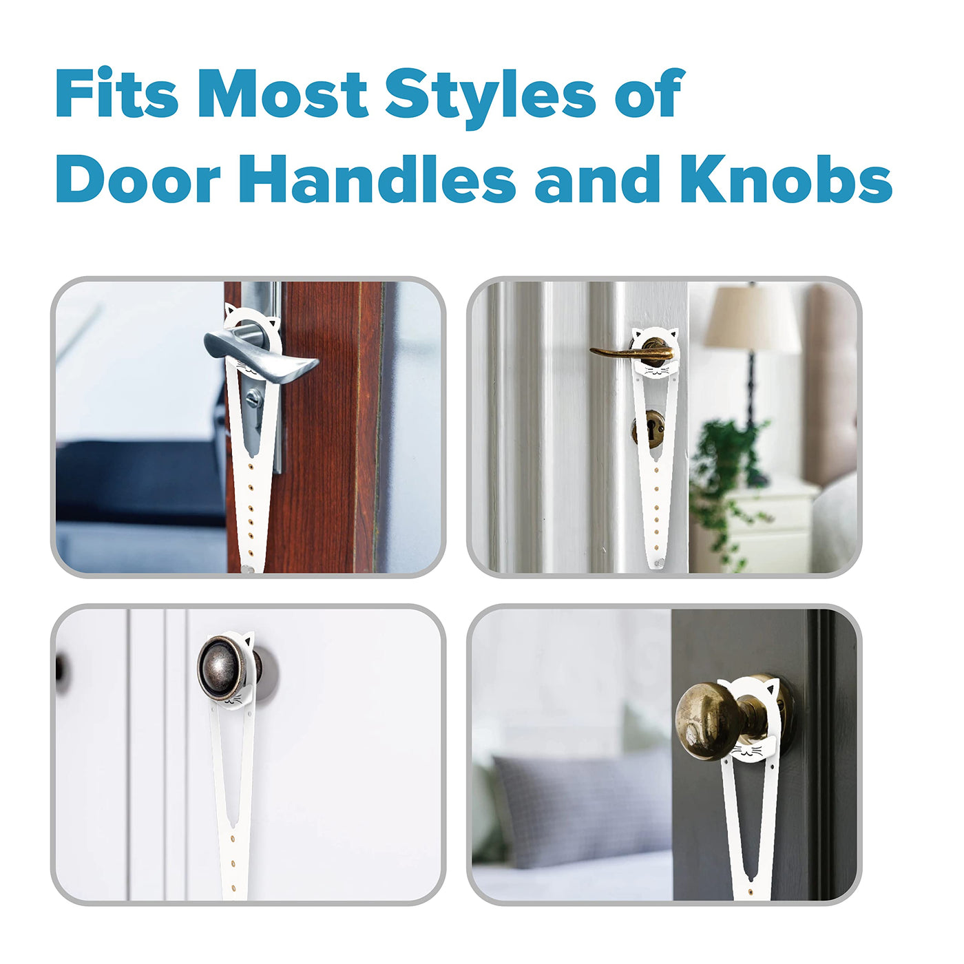 Cat Door Latch with Stabilizer (2 Pack) - 7 Adjustable Sizes Keep Dogs Out of Litter Box