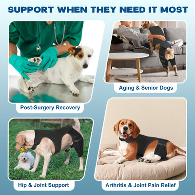 Dog Knee Brace with 4 Metal Stabilizers - Adjustable Hind Leg Support for ACL/CCL Injuries