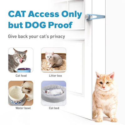 Cat Door Latch with Stabilizer (2 Pack) - 7 Adjustable Sizes Keep Dogs Out of Litter Box