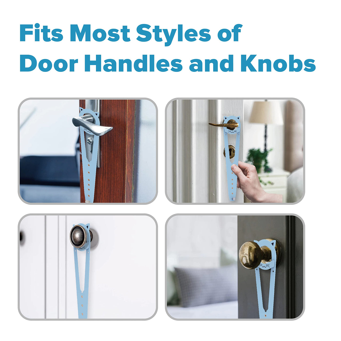 Cat Door Latch with Stabilizer (2 Pack) - 7 Adjustable Sizes Keep Dogs Out of Litter Box