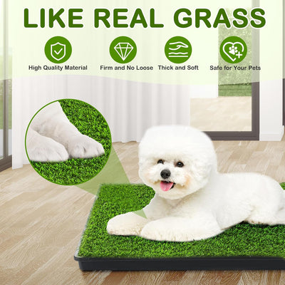 Dog Grass Pad with Tray, 23''X17'' Small Artificial Turf Grass Potty, Reusable Puppy Pee Pads for Dogs, Portable Dog Litter Box for Indoor/Outdoor Potty Training Toilet