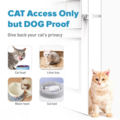 Cat Door Latch with Stabilizer (2 Pack) - 7 Adjustable Sizes Keep Dogs Out of Litter Box