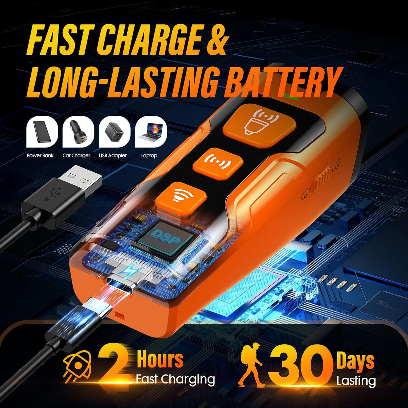 Rechargeable Ultrasonic Dog Training & Deterrent Device with LED Flashlight